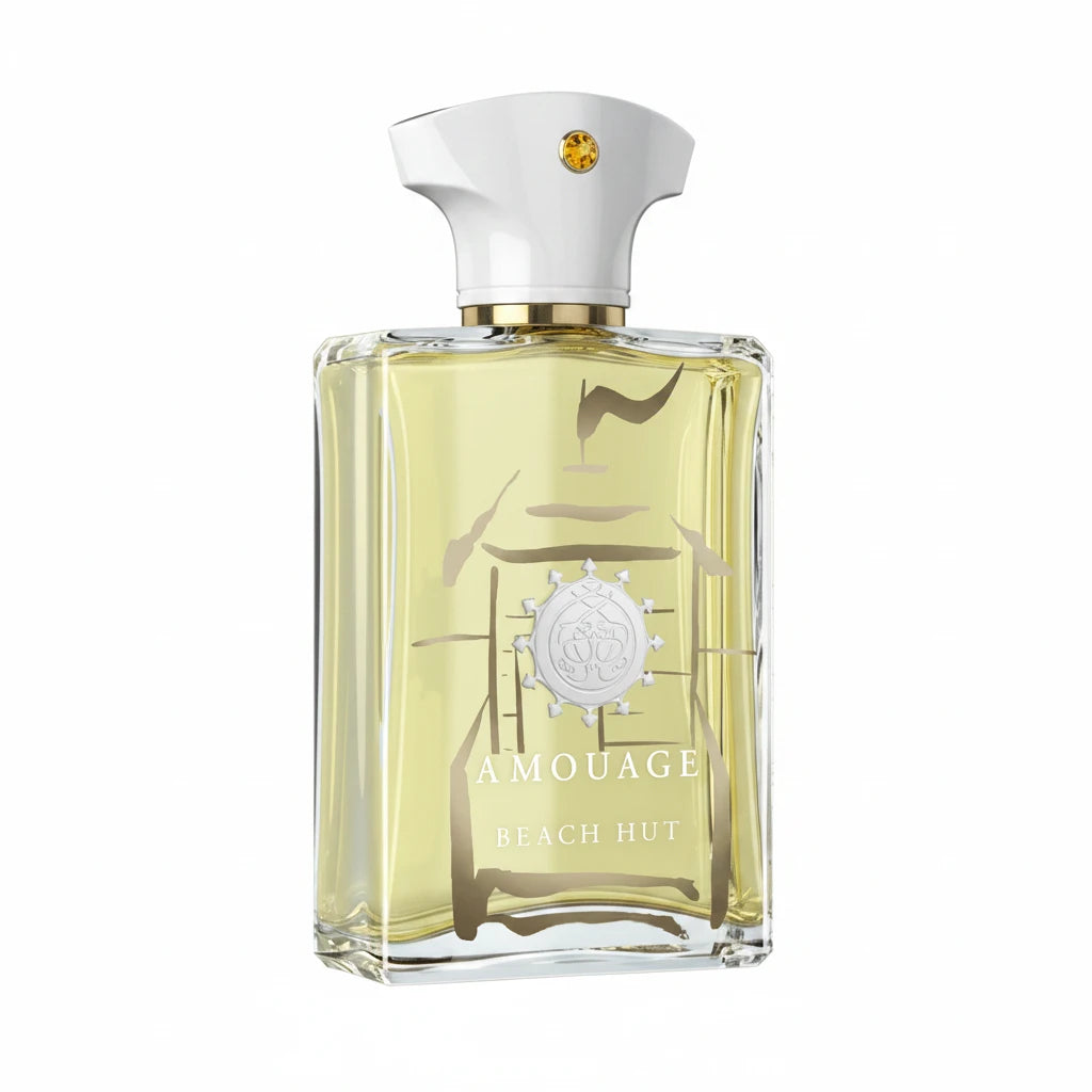 Amouage Beach Hut perfume bottle on a white background
